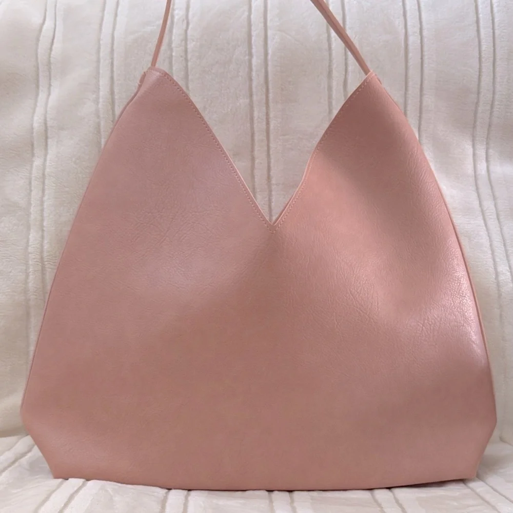 Geometric Design Hobo Shoulder Bag in Blush